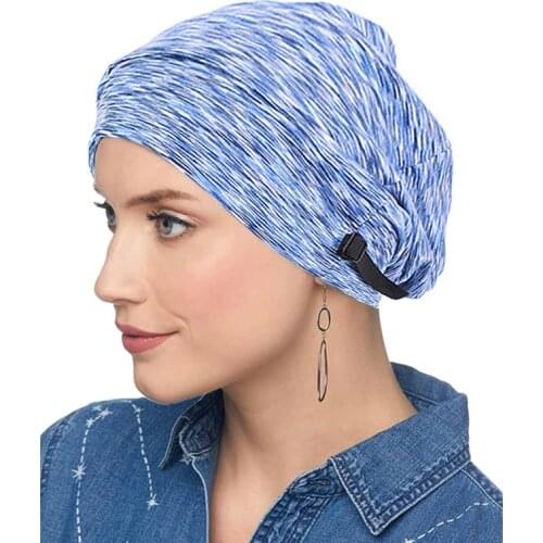 Women India Muslim Adjustable Turban Hat Stripe Solid Hair Loss Head Scarf Wrap satin linned Chemo Cap Ladies Stretch Head Wrap