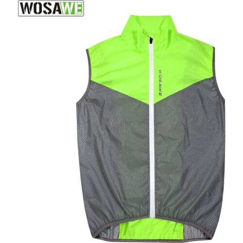 Wosawe Men Cycling Vest Waistcoat Reflective Outdoor Running Bicycle Breathable Sleeveless Vest Night Running Safety Waistcoat