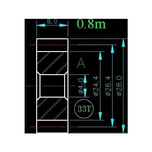 0.8m 33T/Hole 4mm 5mm 6mm 8mm/width 8mm/For Meat Grinder Parts etc