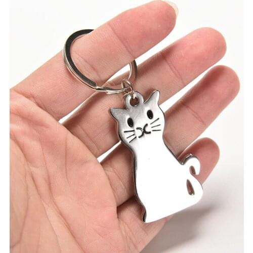 1Pc Fashion Cat Shaped Keyring Metal Key Chain Creative Car Ornament Accessories wholesale