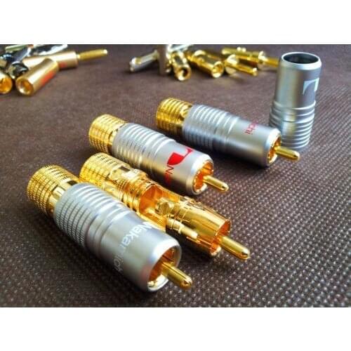 10Pcs High Quality NAKAMICHI RCA Male Plug Locking Non Solder Plug Connector Gold Plated