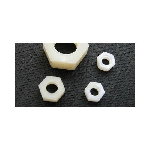 100pcs M3 Thread Nylon Screw Nut Hexagonal PN-3N