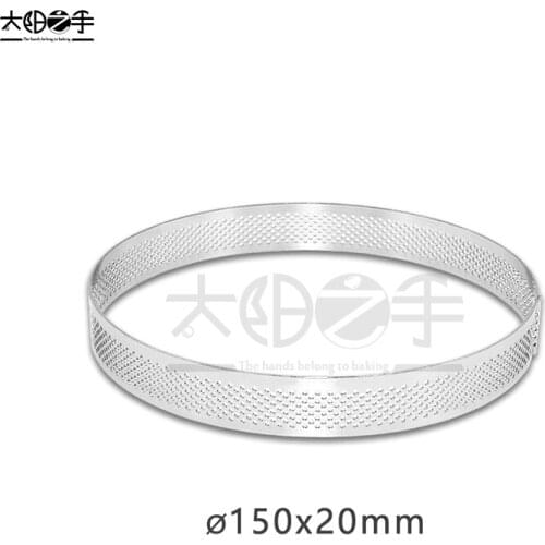 150x20mm Round Perforated Tart Ring 304 Stainless Steel Tart Ring Tartlet Mold Make Round Fruit Pie Egg Tart