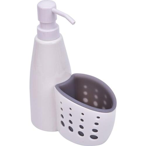 2 In 1 Dispenser And Storage Box Plastic Liquid Detergent Container Sponge Drainboard Soap Holder Rack Cleaning For Bathroom