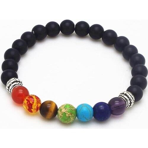 2021 New 7 Chakra Healing Bracelet Volcanic Lava Mala Meditation Mens and Womens Religious Jewelry Yoga Energy Charm Bracelets