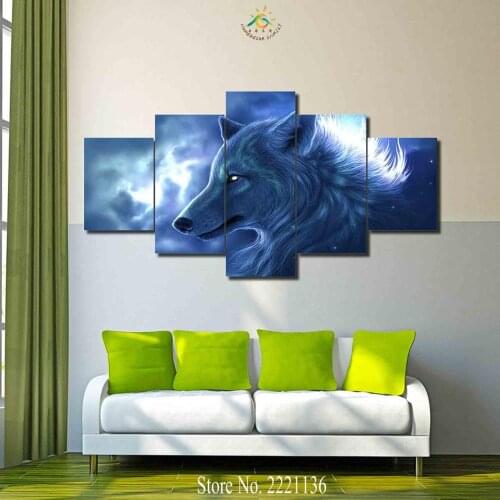 3-4-5 Pieces Night Wolf Modular Crystal Modern Home Wall Art Home Decoration Canvas Picture HD Printed Painting On Canvas