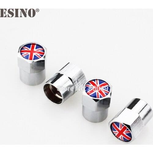 4 x Car Styling Stainless Zinc Alloy England National Flag Car Tire Valve Caps Wheel Tires Tyre Stem Air Cap Airtight Covers