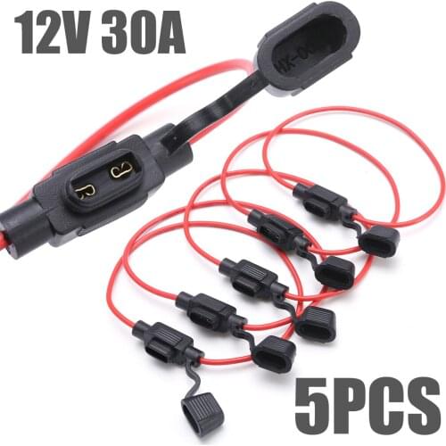 5pcs 20A Small Fuse Base Box Waterproof Power Socket Mini Blade Type In Line Fuse Holders Auto Accessories