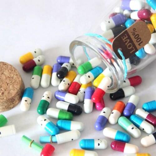50Pcs Creative Love Message Letter Capsule Gift Message in a Bottle Cute Expression Wishing Drift Decoration Lovers Gifts