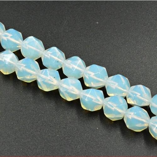 Free Shipping 7-8mm White Opalite Quartz Crystals Stone Beads for Jewelry Making Multi-faceted Drill Charm bracelet DIY Fashion