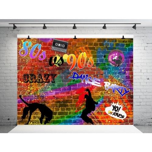 VinylBDS 10x10ft Graffiti Brick Wall Background Photography Seamless Washable Backdrops Backgrounds For Photo Studio Colorful