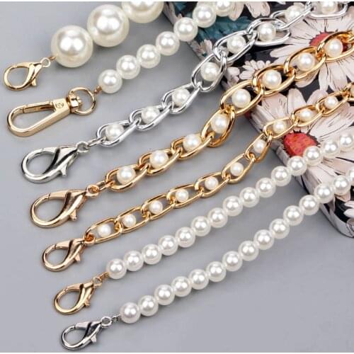 Imitation Pearl Chain Accessory Bag Strap Diagonal Shoulder Strap Bag Chain Female Metal Bag Strap DIY Product Accessories