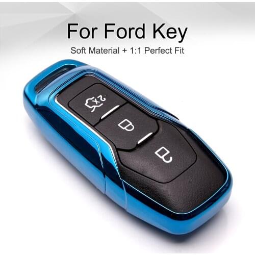 TPU Car Key Case Cover For Ford Ranger Mondeo MK4 MK5 Fusion Fiesta Focus Kuga C Max Galaxy Explorer S Max Mustang Keyring Chain