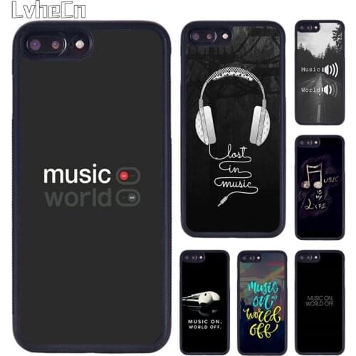 LvheCn Music On World Off Phone Case For iPhone 5 SE 6s 7 8 Plus 11 12 Pro X XR XS Max Samsung galaxy S7 S8 S9 S10