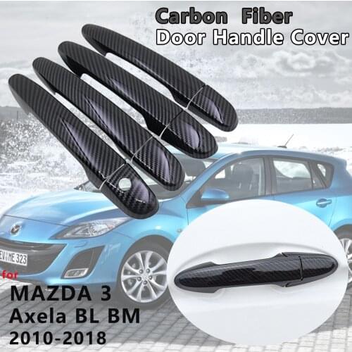 For Mazda 3 Axela BL BM 2008~2019 4 PCS Exterior Carbon Fiber Door Handle Cover Catch Trim Car Accessories 2011 2012 2013 2014
