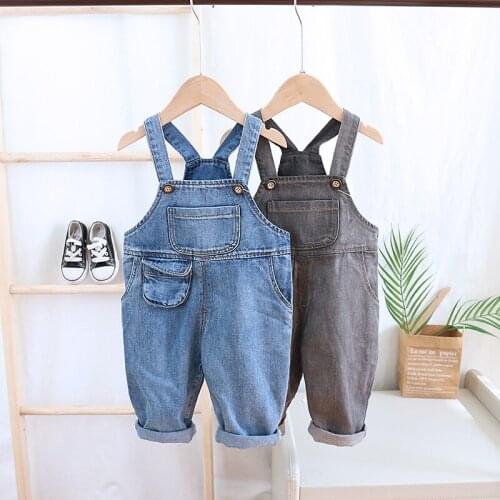 Toddler Kids Jumpsuits Baby Overalls Spring Autumn Casual Denim Jumpsuit for Girls Boy Jeans 2020 Korean Child Pants New Arrival