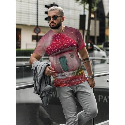 2021 Summer New Oversized Loose Mens T-shirt Clothes Short Sleeve Dream Series Printed O-Neck Mens T-shirt
