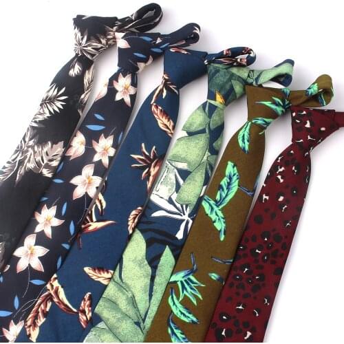 New Spring Summer Ties For Men Cotton Print Men Necktie Suits Floral Mens Neck Tie For Business Cravats 7cm Width Groom Neckties