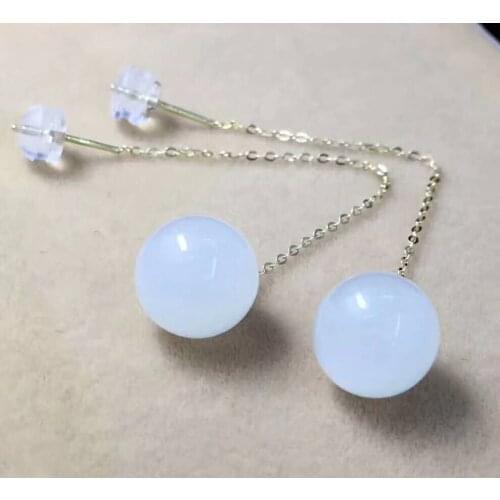 Hetian Baiyu 18K ear wire Authentic Qinghai material, sheep fat white jade