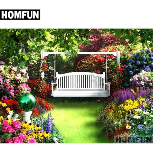 HOMFUN Art 5D Diy Diamond Painting "Garden Scenic" Diamond Pictures Cross Stitch 3D Rhinestone Embroidery Decor A01703