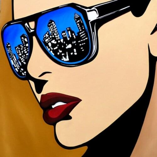 Handmade painting pop art urban vision on oil canvas for home decor and wallpaper, gallery