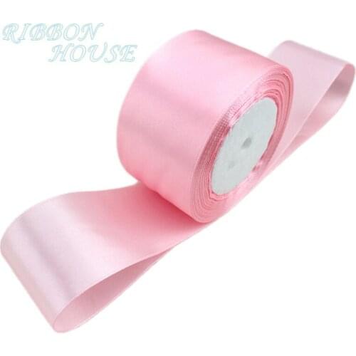 25 yards/roll) 2'' (50mm) Pink single face satin ribbon webbing decoration gift christmas ribbons