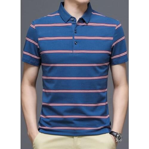 Summer mens clothing, color-stripe striped POLO shirt, business casual POLO shirt, short-sleeved plus size POLO shirt