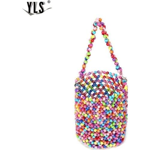 Fashion Hollow Out Rainbow Color Crystal Beading Bag Party Evening Purse Sac A Main Femme Women 2020 New Summer Bucket Bags