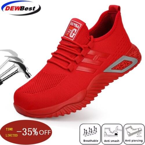 2021 Mens protective shoes, safety shoes, mens light steel-toed shoes, anti-smashing and air-permeable work casual shoes