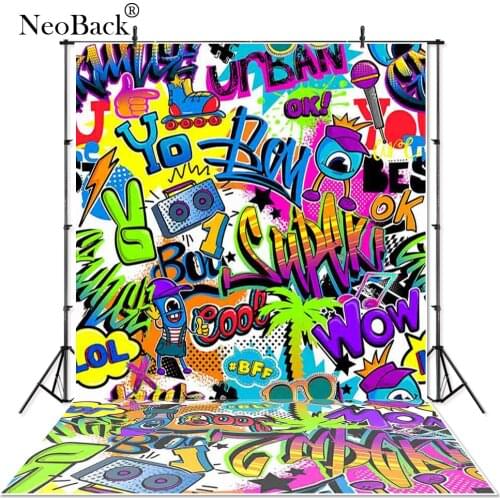 NeoBack Vinyl Rap Music Player Graffiti baby children birthday Photography studio Background professional indoor Photo Backdrops