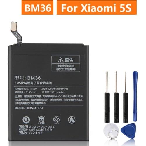 Xiaomi Original Replacement Battery BM36 For Mi 5S MI5S Genuine Phone Battery + Tools 3200mAh