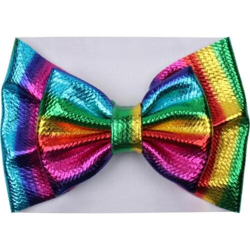 Metallic Headband 2020 New Arrival Shining 5" Hair Bow Bullet Fabric Head Wrap Custom DIY Hair Accessories Winter Headwear