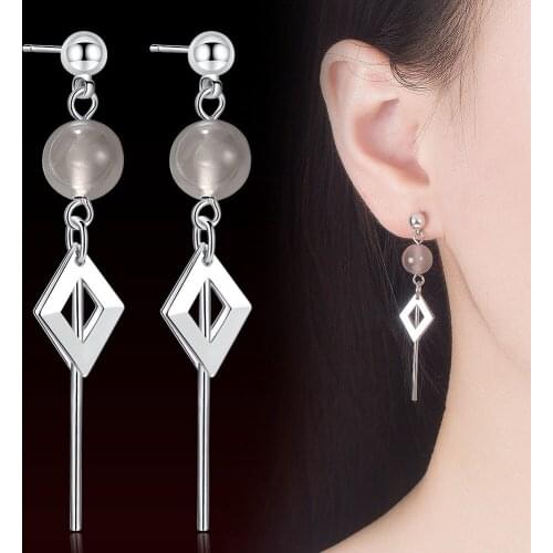 SHQIYAYI Korean Fashion Long Drop Earrings Geometry Rhombohedral Exaggerated Jewelry Eardrop Women Dancing Party Gift 107