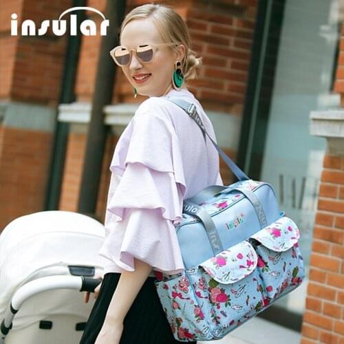 Baby Nappy Bag Diaper Travel Stroller Bag Fashion Maternity Mummy Handbag Waterproof Floral Printed Baby Bag For Mom DMB03
