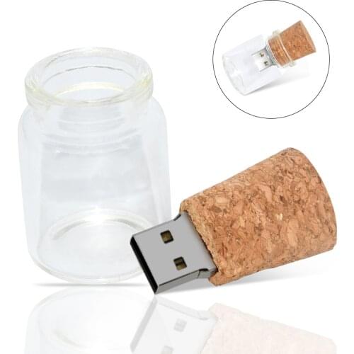 USB 2.0 4GB 8GB 16GB 32GB 64GB 128GB Glass drift bottle with Cork USB Flash Drive glass bottle pendrive wedding gift
