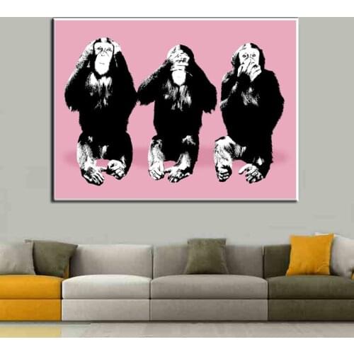 Amazing Lovely Monkey Gorilla Canvas Paintings Wall Art Orangutan Posters Prints Wall Pictures For Children Room Home Wall Decor