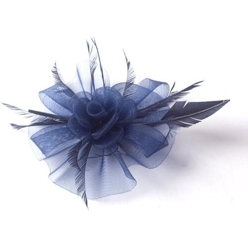 ShanFu Women 2017 Mesh Fascinator Feather Headband Wedding Hats with Hair clip for Church Tea Party SFC12622