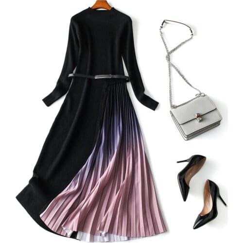 Vintage Elegant Maxi Dress Women Spring Long Sleeve Chiffon Dress 2020 Ladies Dresses Party Pleated Dress with Belt Vestido MY
