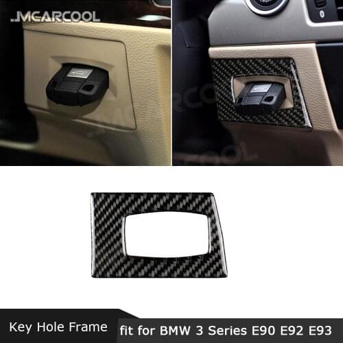 For BMW 3 Series E90 E92 2005-2012 Carbon Fiber Car Key Hole Trim Frame Cover Decorative Sticker