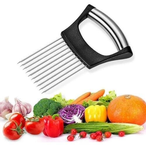 1PC Vegetable Cutter Stainless Steel Onion Needle Holder Handheld Simple Slicer Fruit Cutter Potato Kitchen Tool Accessories
