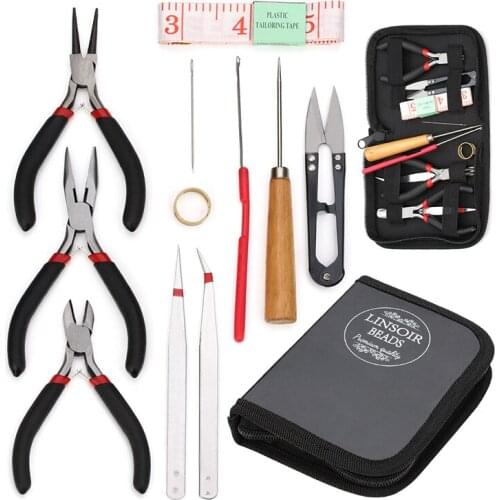 12Pcs Jewelry Tool Set Jewellery Plier Beading Tool Kit Bead Jewelry Making Bead Work Tools Beaders Package DIY Accessories Kit