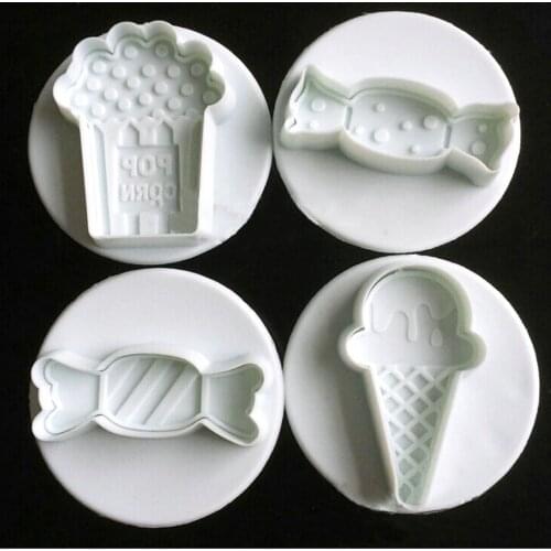 4Pcs/set Candy Ice Cream Shape Cake Chocolate Fondant Mold Cutter Cookie Buscuit Mould Plunger Cutter Cake Decorating Tools