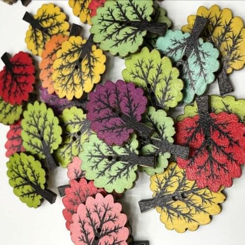 50pcs Wooden Buttons Round Natural Wood 2-Holed Fastener Buttons for Sewing Knitting Handcraft