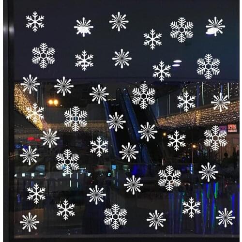 76pcs/set Removable Snowflake Shape Wall Sticker Static Art Mural for Christmas Window Glass Door Decoration