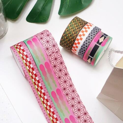 DIY Cartoon Stripe Printed Grosgrain Ribbon For Craft Supplies Sewing Accessories 5 Yards. 47879