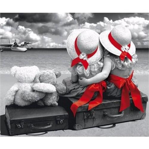 Diamond Mosaic Diy Diamond Embroidery Seaside young lover 3d square paste full cross stitch kit Diy Diamond painting HL616