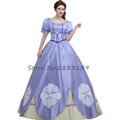 Anime Sofia the First Princess Sophia Violet Evening Adult Dress for women cosplay costumes