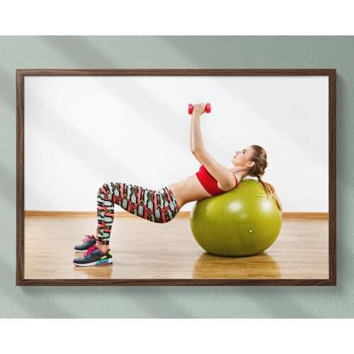 B017 Balance Ball Training Fitness Bodybuilding Women Sexy Beautiful Strong Wall Sticker Silk Fabric Poster Art Indoor Decor