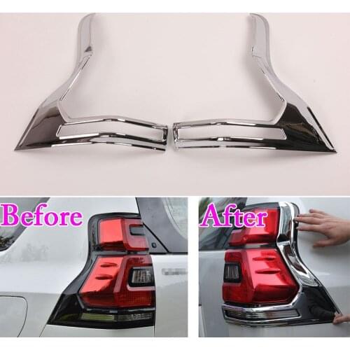 BBQ@FUKA Car Exterior Accessories For Toyota Land Cruiser Prado 2018 Taillight Cover Rear Light Overlay Lamp Trim Chrome