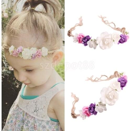 Children Kids Girls Newborn Photo Prop Tieback Flower Crown Headband